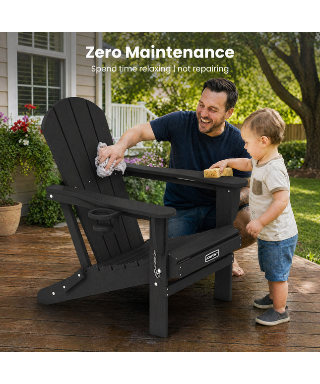 JONPONY Folding Adirondack Chair – Outdoor Patio & Backyard Seating