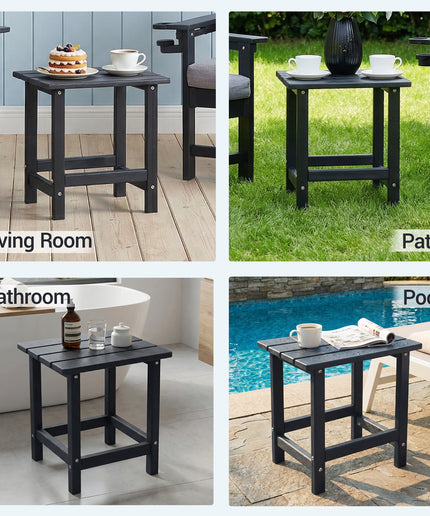 JONPONY HDPE Outdoor Side Table, Black | Waterproof Patio End Tables for Garden Poolside Balcony Deck Porch Backyard or Indoor Use, 17.5"L x 12.5"D x 16.5"H