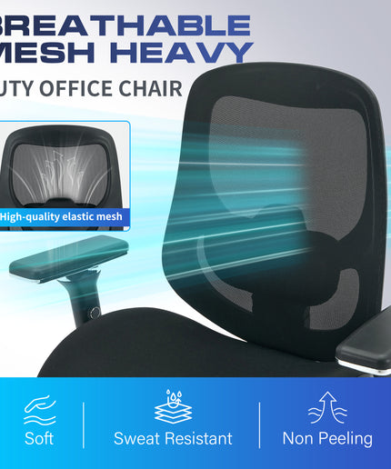 JONPONY Big and Tall Office Chair 500LBS Ergonomic Office Chair with Lumbar Support, 4D Adjustable Armrest Mesh Chair,8 Hours Heavy Duty Design,Black