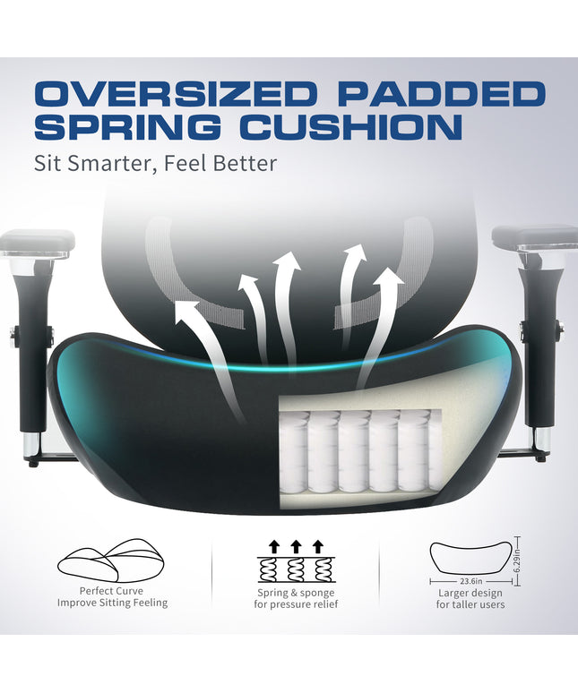 JONPONY Big and Tall Office Chair 500LBS Ergonomic Office Chair with Lumbar Support, 4D Adjustable Armrest Mesh Chair,8 Hours Heavy Duty Design,Black