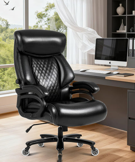Jonpony 650lbs Big and Tall Office Chair,Heavy Duty Office Chair for Heavy People,High Back Executive Desk Chair with Lumbar Support for Home Office, Black