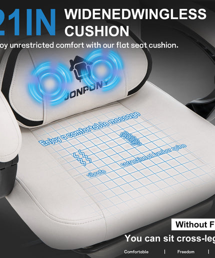 JONPONY Gaming Chair,500LBS Fabric Gamer Chair with footrest for Adults, High Back Ergonomic Computer Game Chair with Adjustable Headrest and Lumbar Support,White