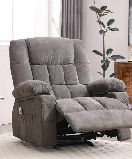 JONPONY Manual Recliner Chair with Heat Therapy and Massage Function, Heavy Duty Reclining Mechanism Massage Chair, Elderly Single Rocker Sofa with Cup Holders for Bedroom Home Theater,Grey