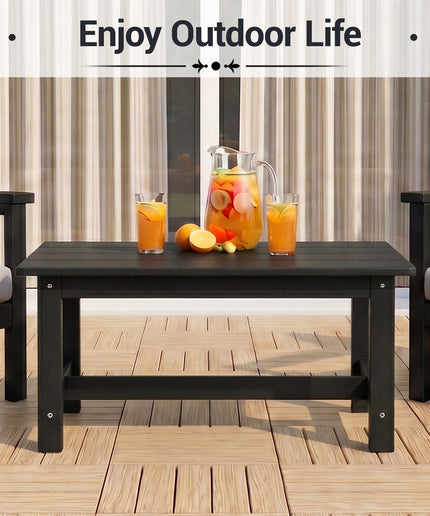 Jonpony Outdoor Coffee Table, Rectangle Patio Coffee Table, All-Weather Side Table for Balcony, Poolside, Deck, Garden, 37.7''L x 20.8''D x 17.7''H