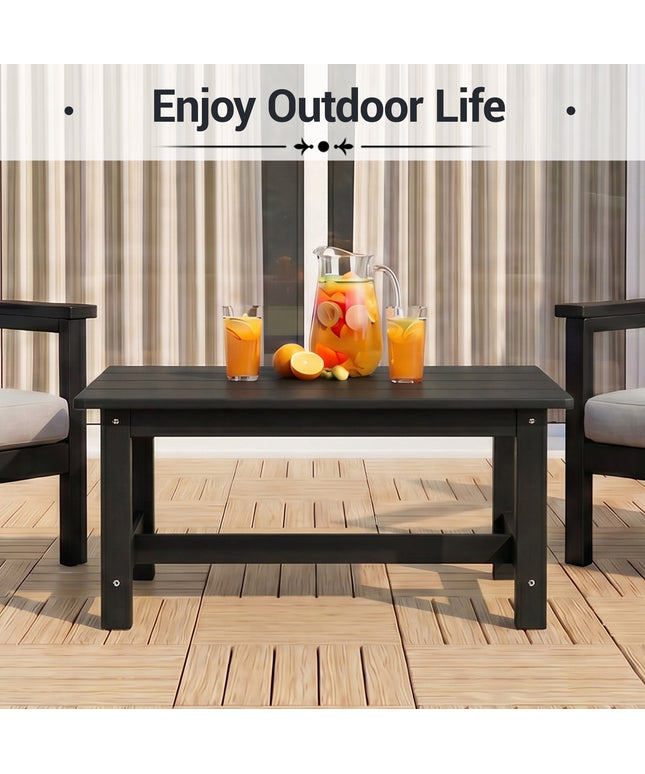 Jonpony Outdoor Coffee Table, Rectangle Patio Coffee Table, All-Weather Side Table for Balcony, Poolside, Deck, Garden, 37.7''L x 20.8''D x 17.7''H