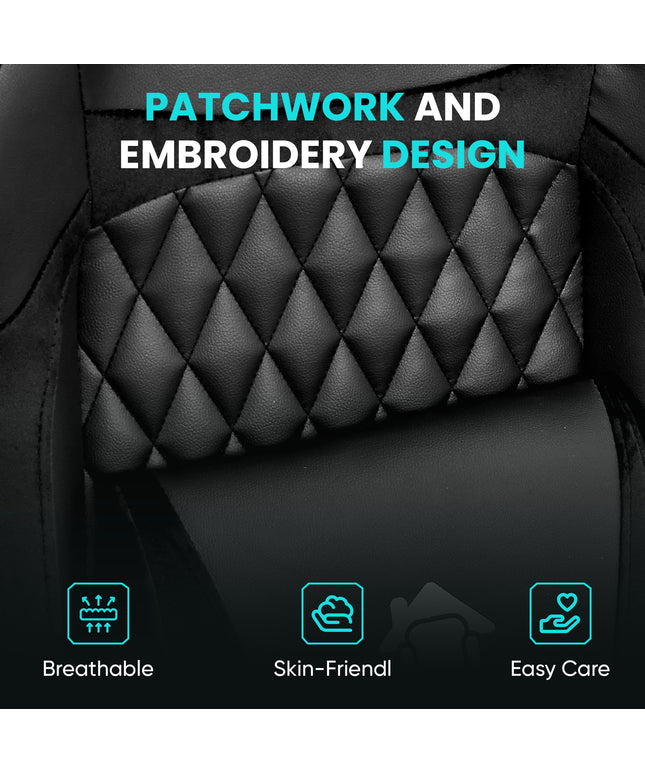 JONPONY Big and Tall 500LBS Ergonomic Gaming Chair, High Back Office Chair with Wide Wingless Seat and Thick Cushion, Comfortable Leather Computer Chair Support Long Sitting,2D Armrests