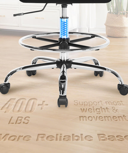 JONPONY 400LBS Drafting Chair, Tall Office Chair with Adjustable Lumbar Support&Footrest Ring, Comfy Extra Deep W-Shape Thicken Cushion, Breathable Mesh Standing High Desk Chair