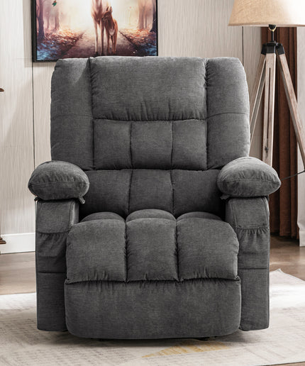 JONPONY Power Lift Recliner Chair for Elderly with Heat and Massage, Lay Flat Assist Recliner with Side Pocket for Living Room，Grey