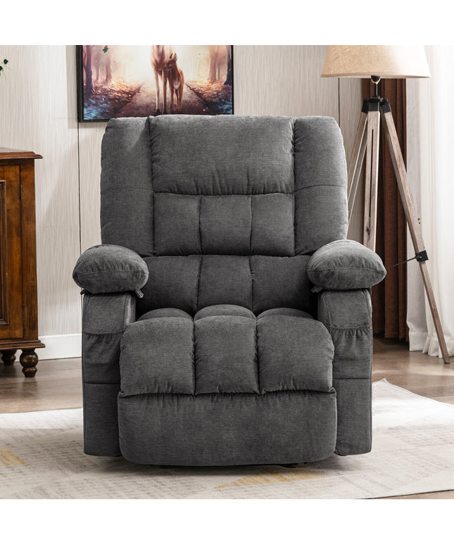 JONPONY Power Lift Recliner Chair for Elderly with Heat and Massage, Lay Flat Assist Recliner with Side Pocket for Living Room，Grey