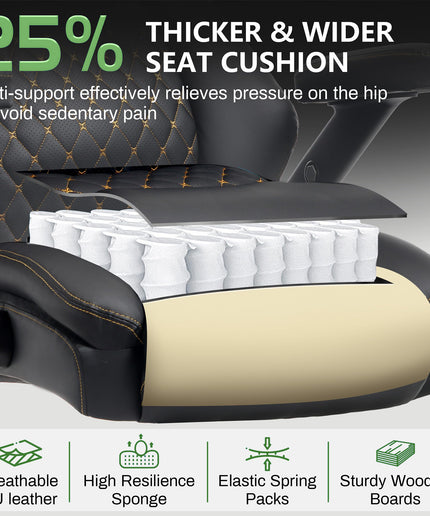 JONPONY Big and Tall Office Chair 500lbs, PU Leather High Back Desk Chair with 5D Flip Arms, Adjustable Headrest & Lumbar Airbag Support, Thick Spring Cushion, Armrests & Wheels, Black