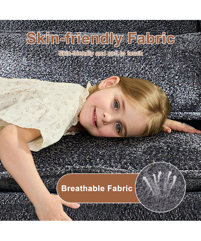 JONPONY 109" Modular Sectional Sofa,Boucle Couch Set,U-Shaped Sleeper Sofa for Living Room,Grey