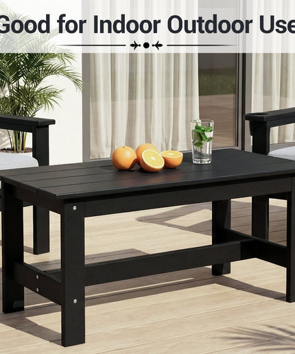 Jonpony Outdoor Coffee Table, Rectangle Patio Coffee Table, All-Weather Side Table for Balcony, Poolside, Deck, Garden, 37.7''L x 20.8''D x 17.7''H