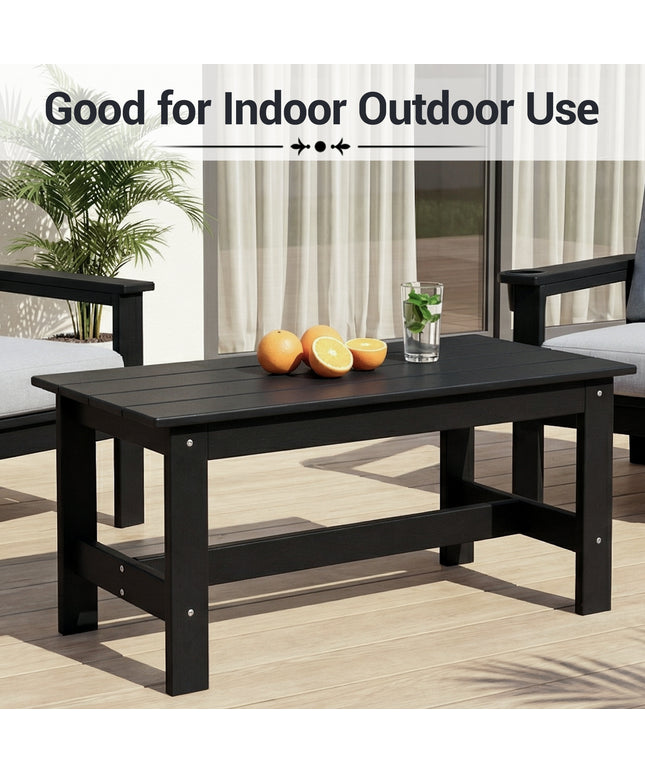 Jonpony Outdoor Coffee Table, Rectangle Patio Coffee Table, All-Weather Side Table for Balcony, Poolside, Deck, Garden, 37.7''L x 20.8''D x 17.7''H