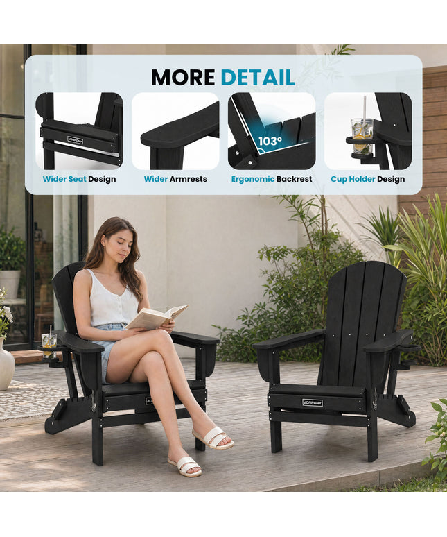 JONPONY Folding Adirondack Chair – Outdoor Patio & Backyard Seating