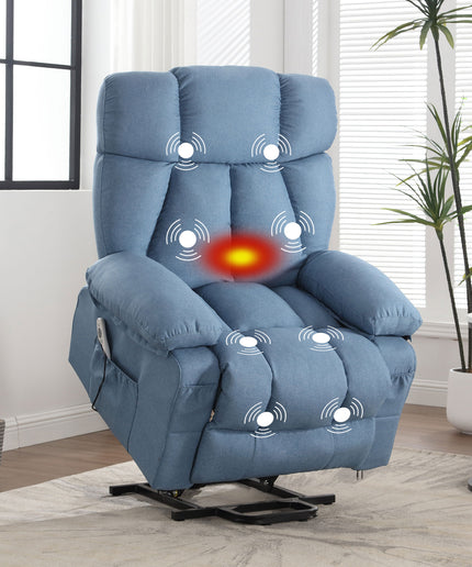 JONPONY Power Lift Recliner Chair with Heat and Massage, Lay Flat Assist Recliner with Side Pocket, USB Charge Port for Living Room，Grey