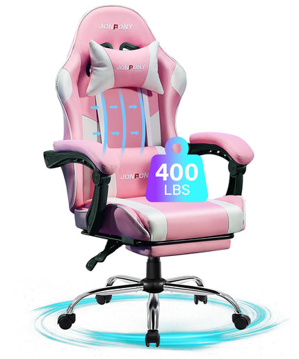 JONPONY Big and Tall Gaming Chair, Ergonomic Design, Gamer Chair PU Leather with Footrest and Lumbar Support, High Back Office Chair Support 8 Hours Long Sitting, Computer Chair,Black RED