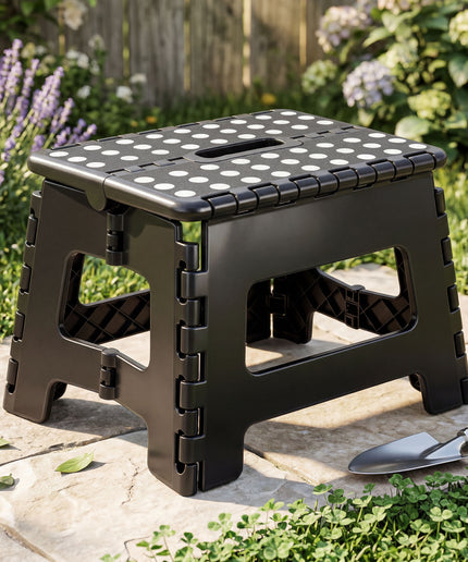 JONPONY Folding Step Stool - 9"Lightweight Step Stool is Sturdy Enough to Support and Safe Enough. Opens Easy with One Flip. Great for Kitchen, Bathroom, Bedroom