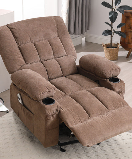 JONPONY Recliner Chair, Swivel Rocker Recliner Chair for Adults, Upholstered Manual Recliner with Side Pockets,Massage Swivel Rocker Recliner Chair for Living Room, Grey
