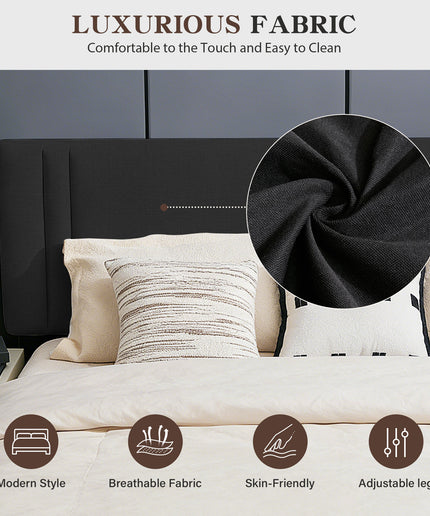 JONPONY Upholstered Full Headboard,Solid Wood Head Board with Linen Fabric,Adjustable Height Headboard from 37" to 51",Bed Frame Adapters,Headboard Only