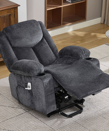 JONPONY Power Lift Recliner Chair Recliners with Heat and Massage Recliner Chair for Living Room with Infinite Position and Side Pocket,USB Charge Port,Grey
