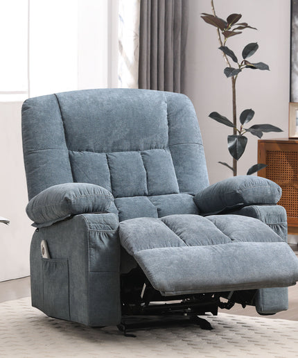 JONPONY Recliner Chair, Swivel Rocker Recliner Chair for Adults, Upholstered Manual Recliner with Side Pockets,Massage Swivel Rocker Recliner Chair for Living Room, Grey