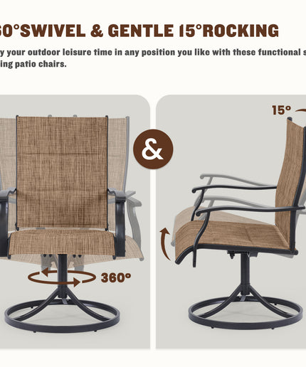 JONPONY Patio Swivel Dining Chairs Set of 2, Outdoor Dining Chairs 360°Swiwel with Steel Frame & Textilene Fabric, High Back Patio Dining Chairs