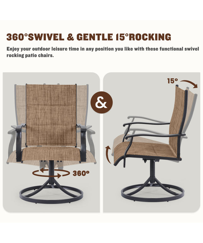 JONPONY Patio Swivel Dining Chairs Set of 2, Outdoor Dining Chairs 360°Swiwel with Steel Frame & Textilene Fabric, High Back Patio Dining Chairs