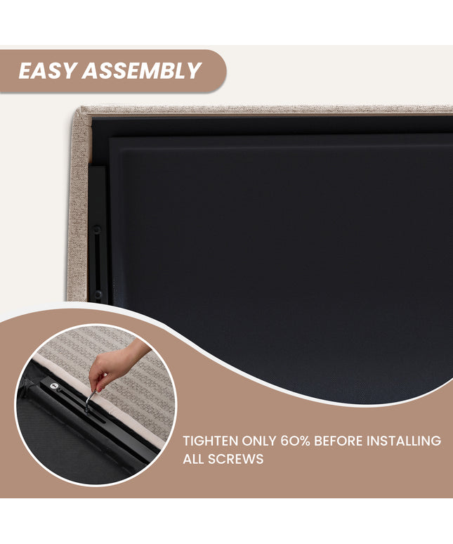 JONPONY Tufted Upholstered Headboard Queen Size, Solid Wood Head Board with Durable Metal Legs, Adjustable Height Bed headboard from 37” to 58” Fabric Headboard in Modern Button Design, Black