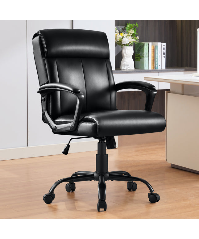 JONPONY Big and Tall Office Chair 300LBS Wide Seat Ergonomic Computer Desk Chair High Back Executive Leather Chair Adjustable Task Chair Lumbar Back Support 8 Hours Heavy Duty Design,Black