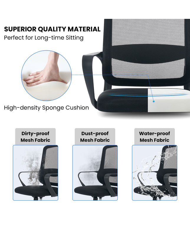 JONPONY Big and Tall Office Chair 400LBS Ergonomic Office Chair with Lumbar Support, Adjustable Armrest and Headrest Mesh Chair,8 Hours Heavy Duty Design,Black