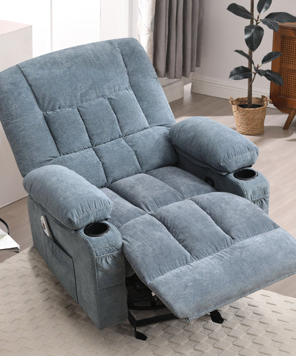 JONPONY Recliner Chair, Swivel Rocker Recliner Chair for Adults, Upholstered Manual Recliner with Side Pockets,Massage Swivel Rocker Recliner Chair for Living Room, Grey