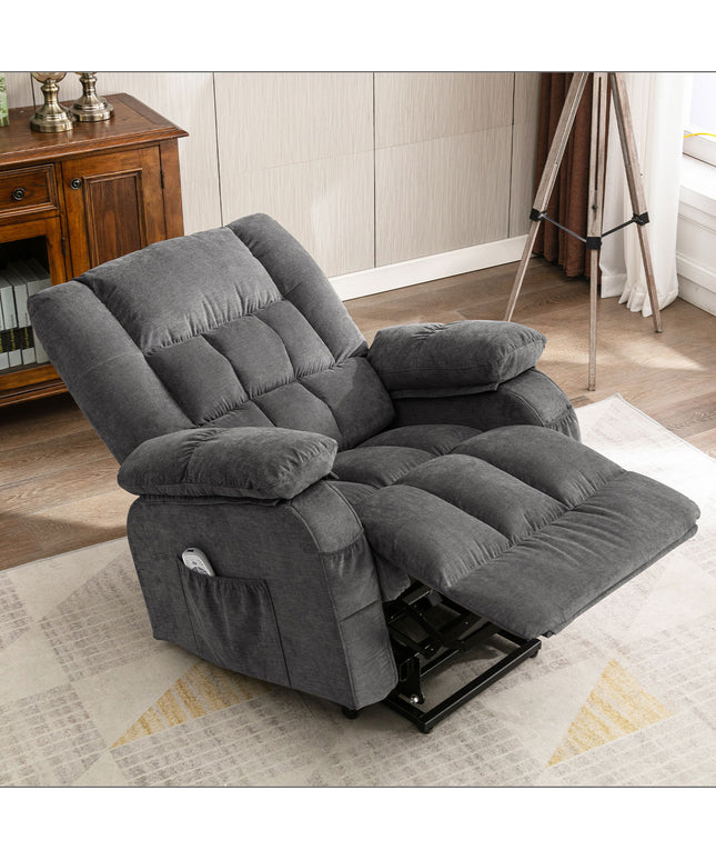 JONPONY Power Lift Recliner Chair for Elderly with Heat and Massage, Lay Flat Assist Recliner with Side Pocket for Living Room，Grey