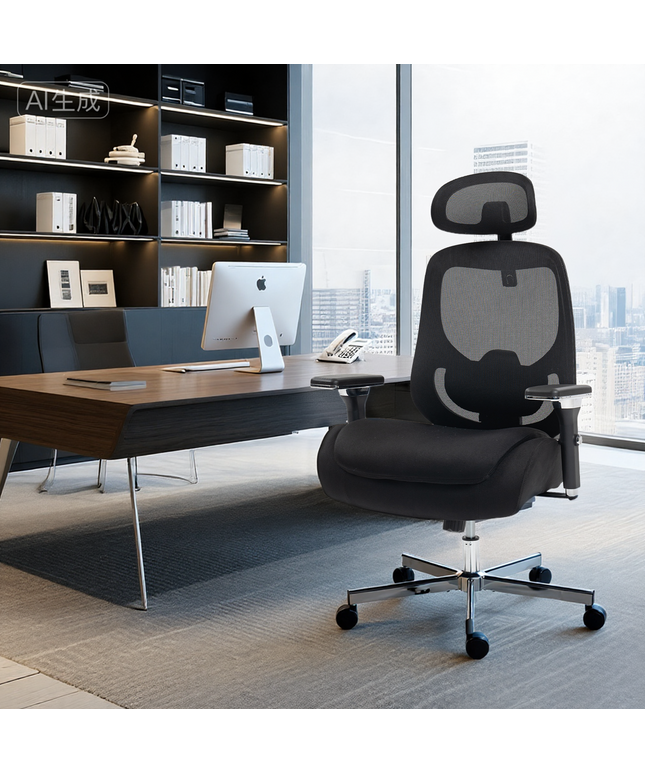 JONPONY 750 LBS Big and Tall Office Chair, Heavy Duty Executive Chair w/4D Arms, Ergonomic Computer Home Desk Chair, Swivel Mesh Chair w/2D Lumbar Support, Adjustable Headrest, Tilt Lock-Black