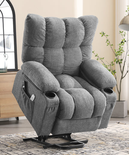 JONPONY Power Lift Recliner Chair Recliners for Elderly with Heat and Massage Recliner Chair for Living Room with Infinite Position and Side Pocket,USB Charge Port,Grey