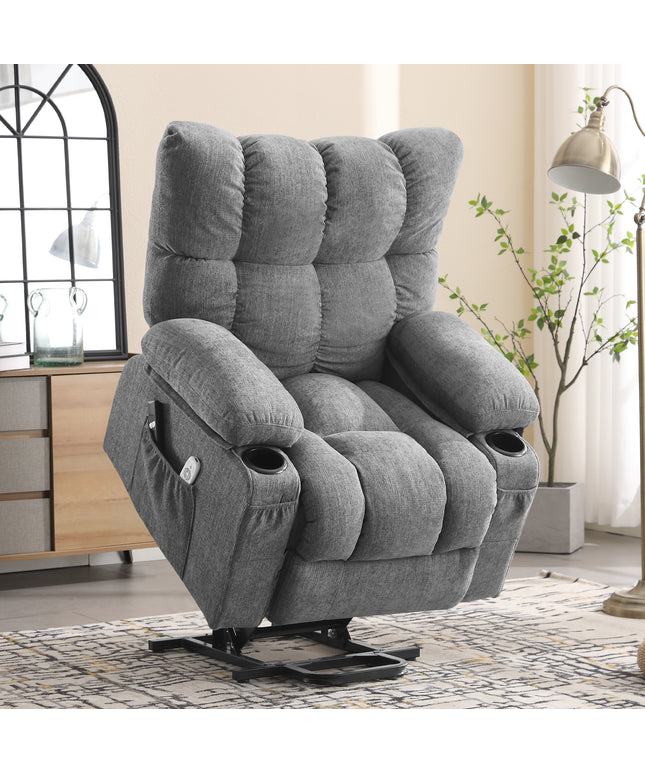 JONPONY Power Lift Recliner Chair for Elderly with Heat and Vibration Massage Recliner Chair with USB Charge Port for Living Room- Infinite Position, Side Pocket,Grey