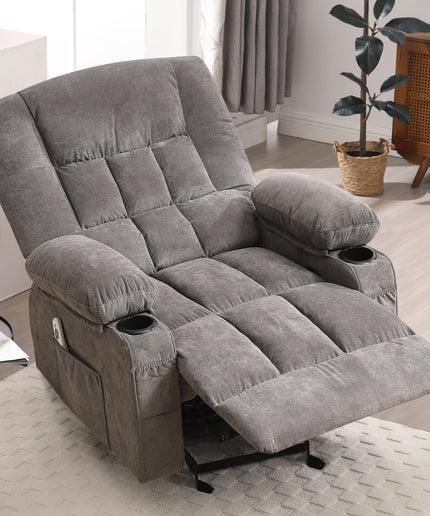 JONPONY Recliner Chair, Swivel Rocker Recliner Chair for Adults, Upholstered Manual Recliner with Side Pockets,Massage Swivel Rocker Recliner Chair for Living Room, Grey