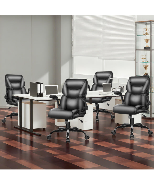 JONPONY Big and Tall Office Chair 400LBS Wide Seat Ergonomic Computer Desk Chair High Back Executive Leather Chair Adjustable Task Chair Lumbar Back Support 8 Hours Heavy Duty Design,9423,Black