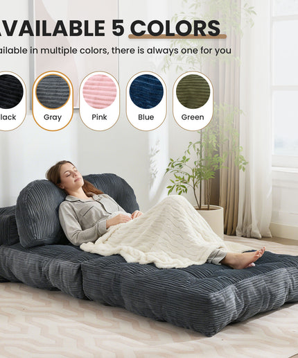 JONPONY Folding Sofa Bed, Convertible Sleeper Chair Couch with Pillow, Foldable Mattress Futon with Back Support, Portable Sleeper Chair Bed Comfort Floor Sofa for Living Room Bedroom, Single, Grey