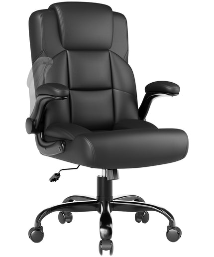 JONPONY Leather Office Chair, Big and Tall Office Chair 400LBS Wide Seat Ergonomic Computer Desk Chair High Back Executive Leather Chair Adjustable Task Chair Lumbar Back with 1-Year Warranty, Black