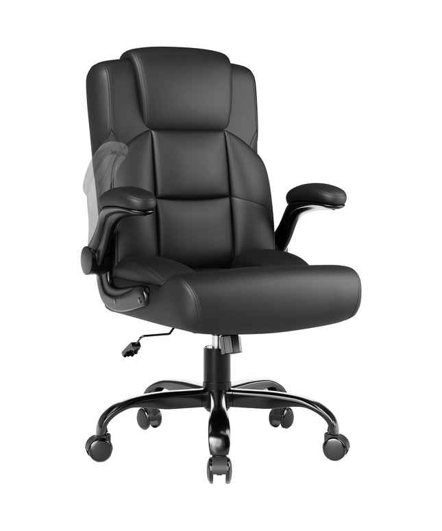 JONPONY Leather Office Chair, Big and Tall Office Chair 400LBS Wide Seat Ergonomic Computer Desk Chair High Back Executive Leather Chair Adjustable Task Chair Lumbar Back with 1-Year Warranty, Black