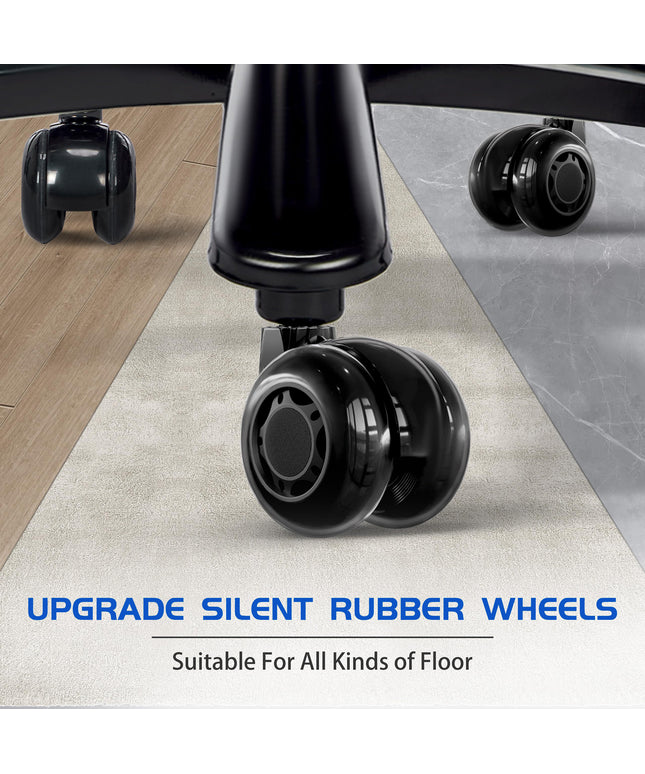 JONPONY Big and Tall Office Chair with Footrest, Executive Office Chair with Adjustable Lumbar Support, Dual Rubber Wheels, Ergonomic High Back Computer Chairs, Black