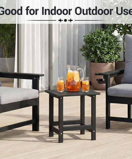 JONPONY HDPE Outdoor Side Table, Black | Waterproof Patio End Tables for Garden Poolside Balcony Deck Porch Backyard or Indoor Use, 17.5"L x 12.5"D x 16.5"H