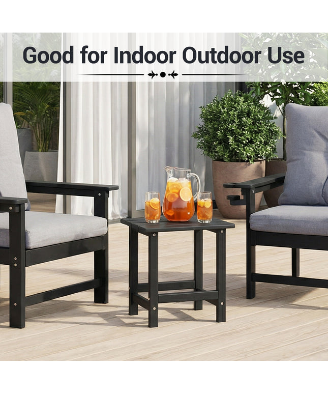 JONPONY HDPE Outdoor Side Table, Black | Waterproof Patio End Tables for Garden Poolside Balcony Deck Porch Backyard or Indoor Use, 17.5"L x 12.5"D x 16.5"H