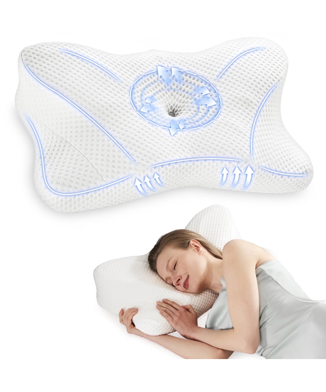 JONPONY Queen Size Cervical Neck Pillow Effective Pain Relief Cooling Pillow for Neck Support, Ergonomic Contour Memory Foam Bed Pillow for Side Back Stomach Sleepers