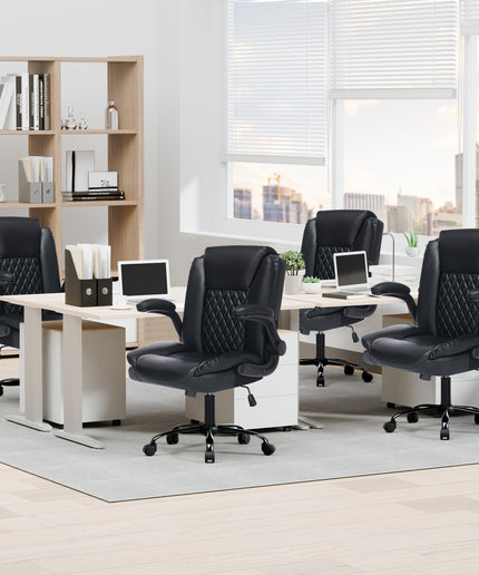JONPONY Wide Ergonomic Office Chair – 300lbs, High Back Leather, Adjustable Lumbar & Comfortable Desk Chair