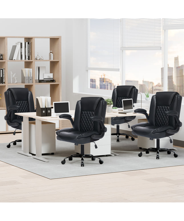 JONPONY Wide Ergonomic Office Chair – 300lbs, High Back Leather, Adjustable Lumbar & Comfortable Desk Chair