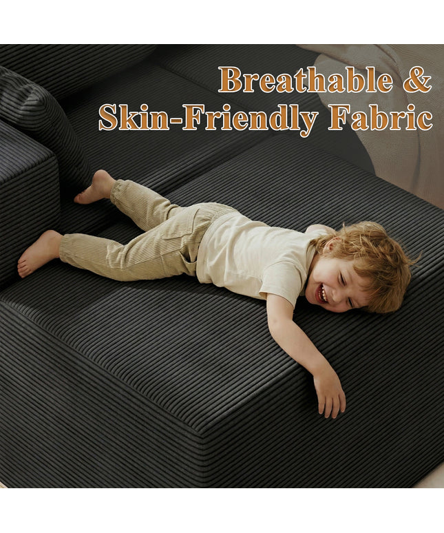 JONPONY L-Shape Sofa Couch,Cloud Sofa Couch No Assembly Boneless Deep Seat Sofa for Living Room