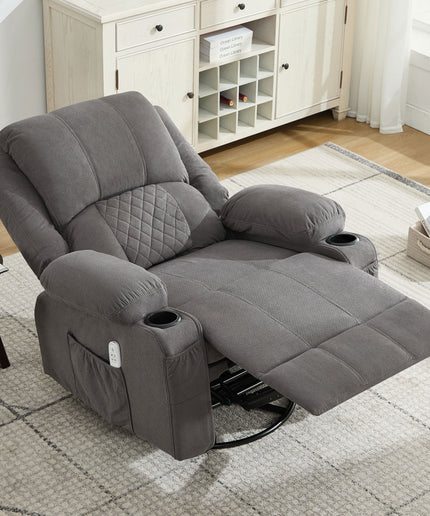 JONPONY Kneading Massage Rocker Recliner Chair with 4-Point 3D Kneading Massage and Heat Ergonomic Lounge Chair for Living Room with Rocking Function and 2 Cup Holders, USB Charge Port,Grey