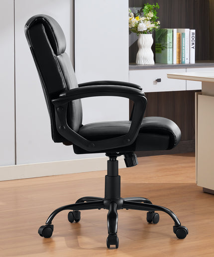JONPONY Big and Tall Office Chair 300LBS Wide Seat Ergonomic Computer Desk Chair High Back Executive Leather Chair Adjustable Task Chair Lumbar Back Support 8 Hours Heavy Duty Design,Black
