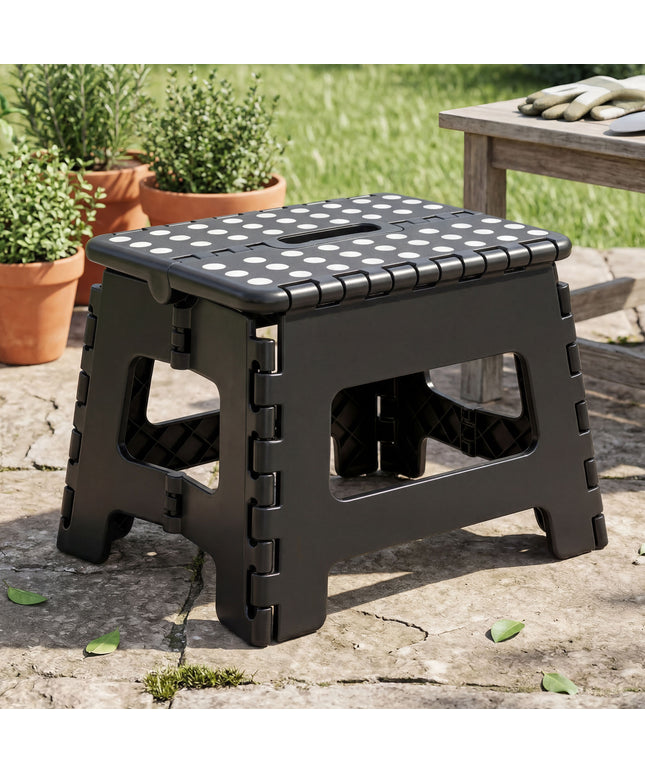JONPONY Folding Step Stool - 9"Lightweight Step Stool is Sturdy Enough to Support and Safe Enough. Opens Easy with One Flip. Great for Kitchen, Bathroom, Bedroom